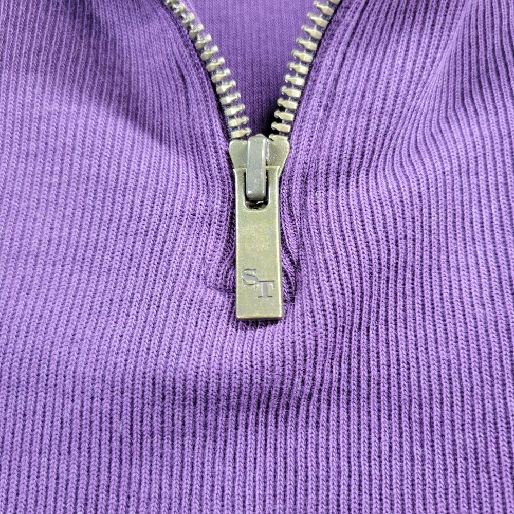 Southern Tide The Skip Jack Sweater Mens M Purple Ribbed Knit 1/4 Zip Logo - Picture 7 of 15